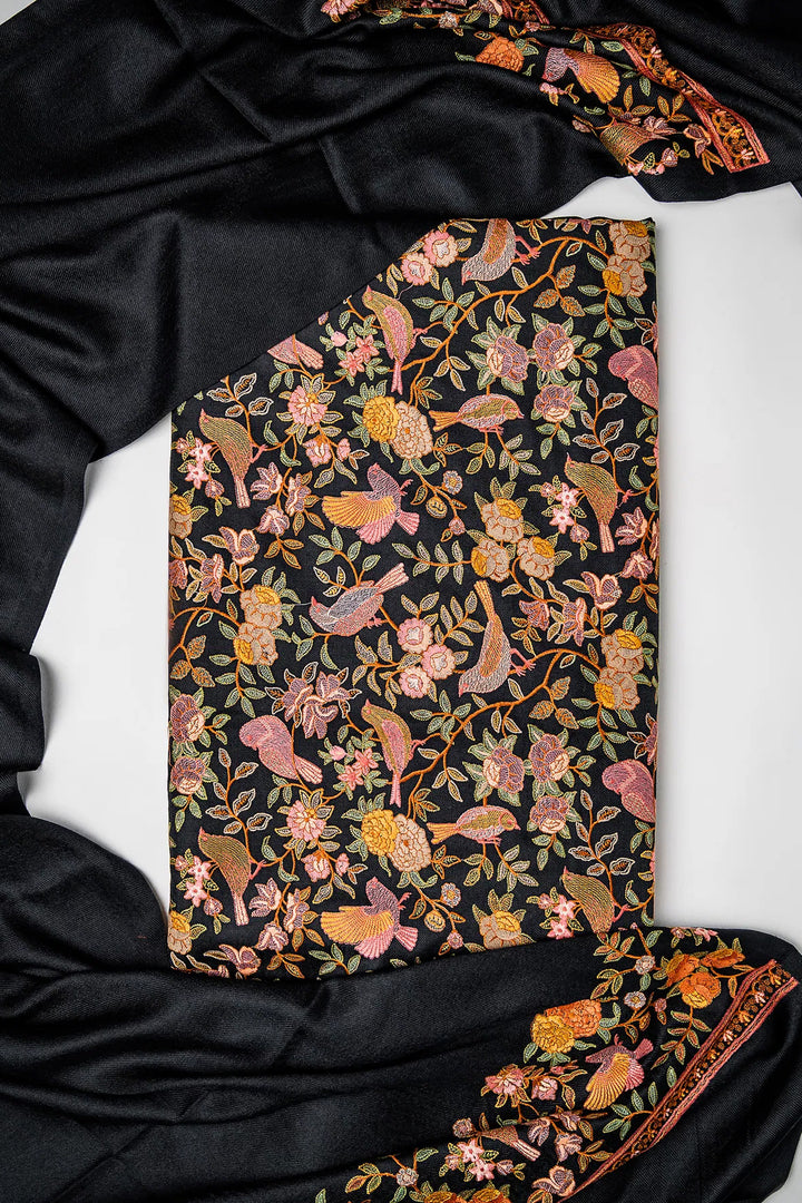 Bulbul Jaal Embroidered Unstitched Suit With Border Dupatta