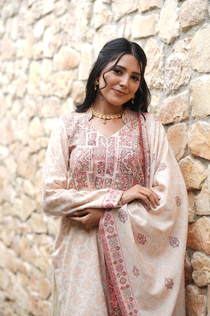 Self Woven Paisley Unstitched Suit