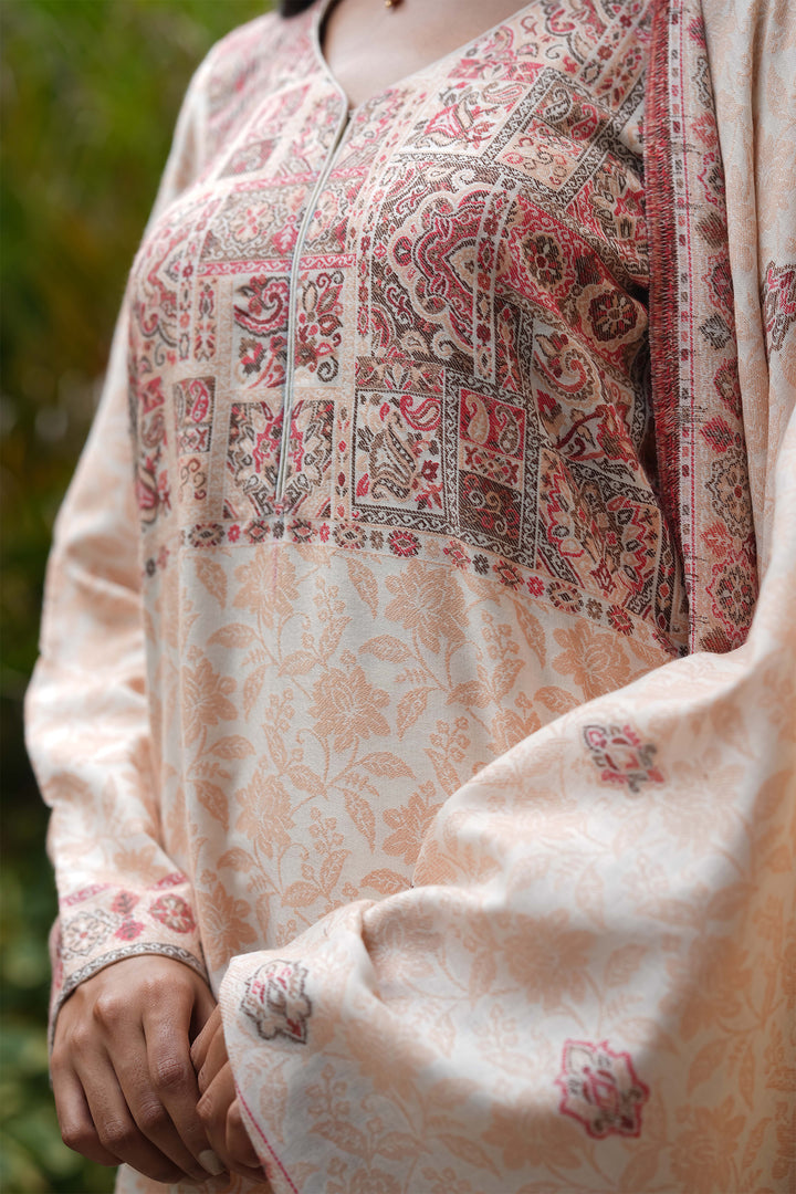 Self Woven Paisley Unstitched Suit