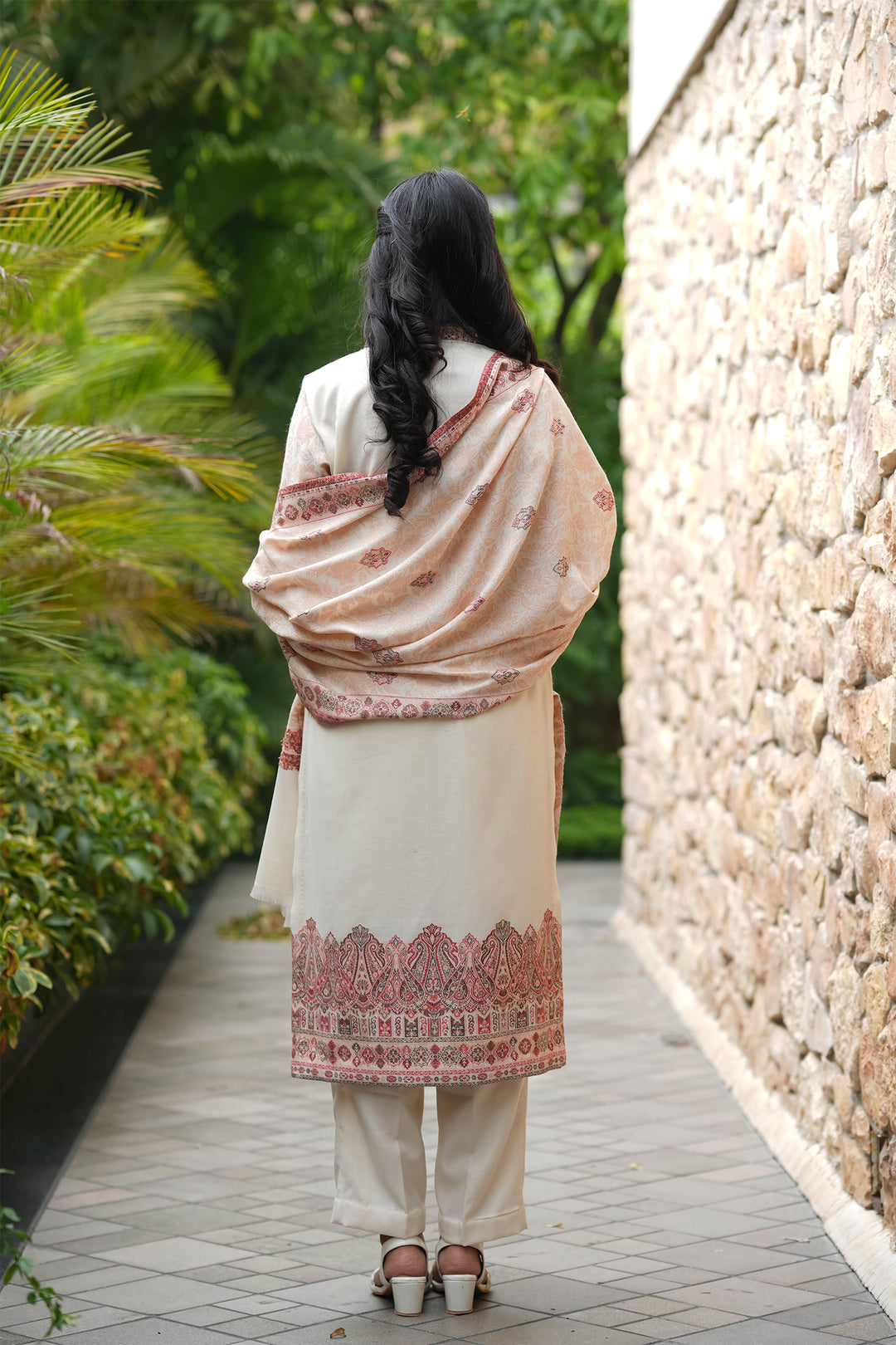 Self Woven Paisley Unstitched Suit