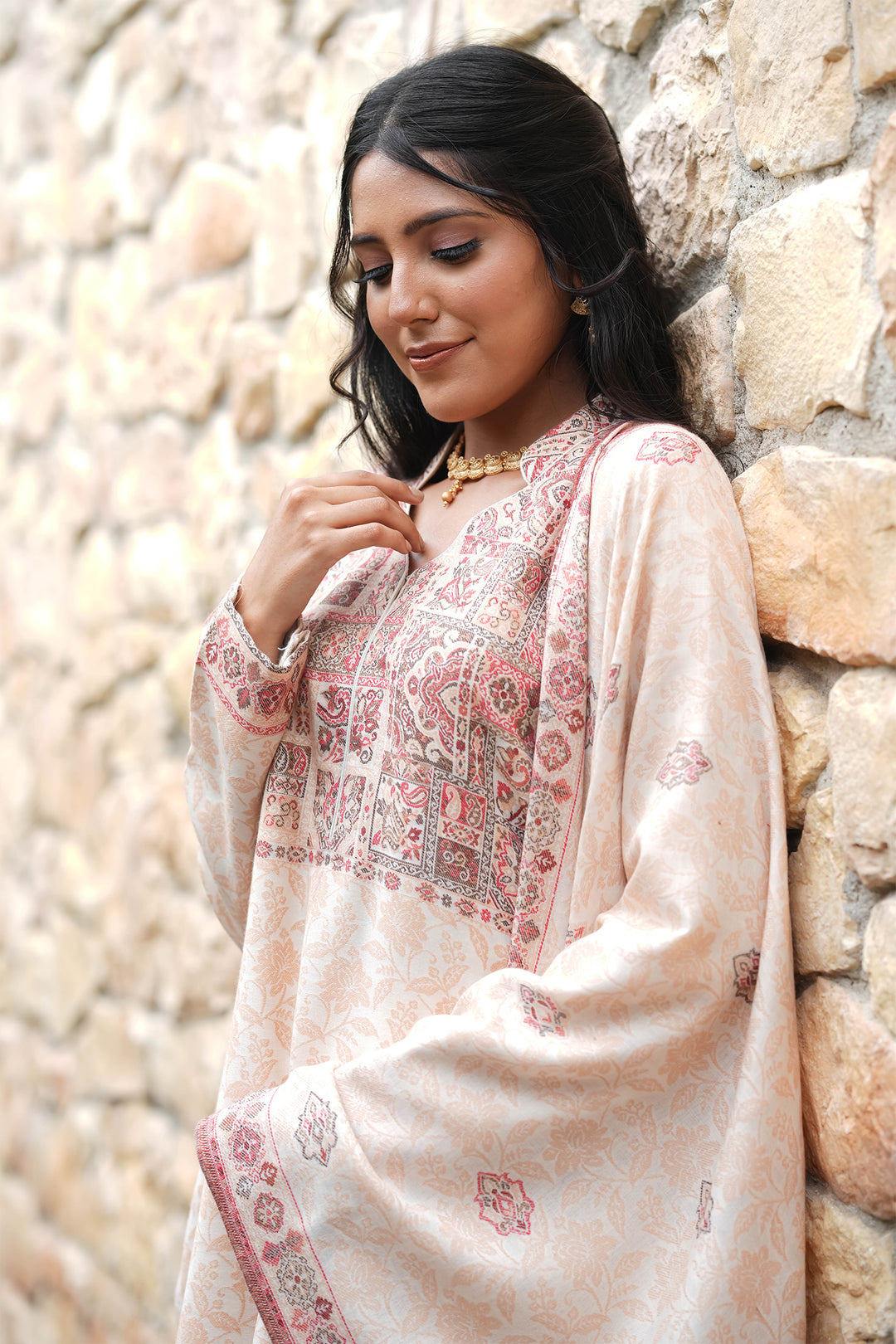 Self Woven Paisley Unstitched Suit