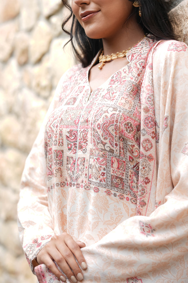 Self Woven Paisley Unstitched Suit