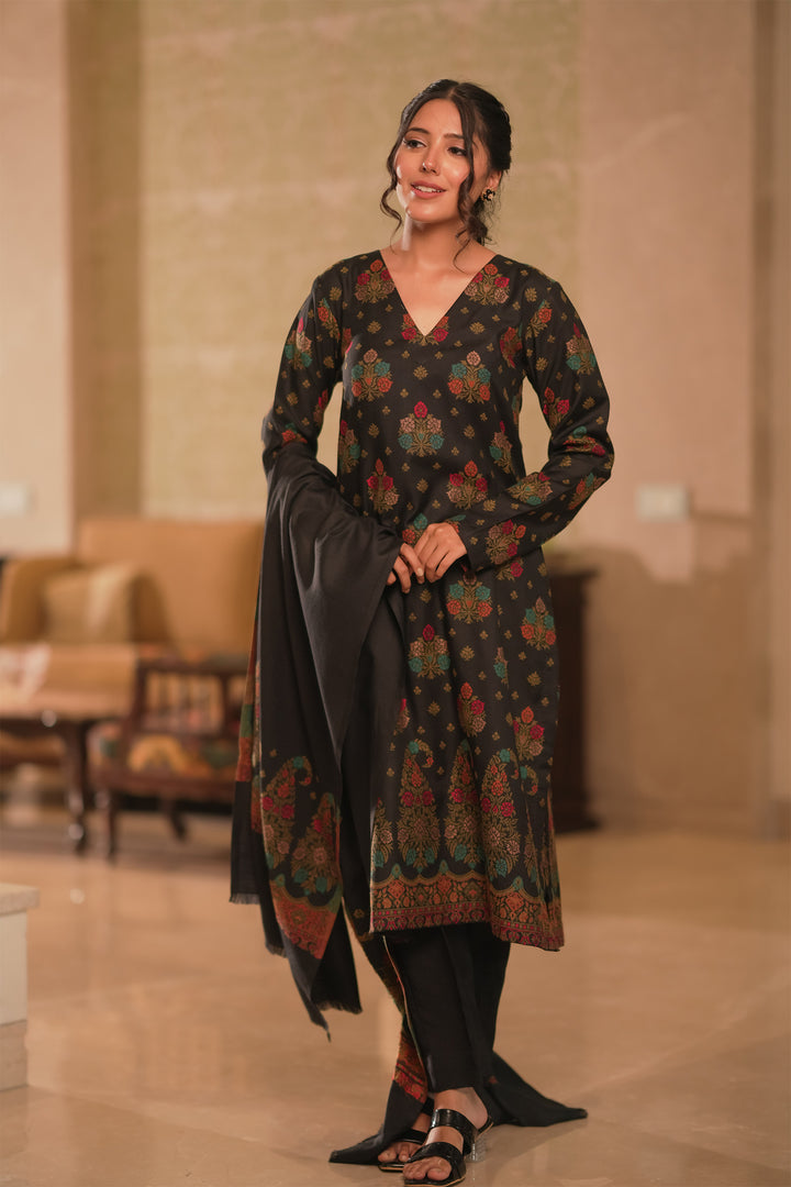 Buti Weave - Unstitched Suit With Border Dupatta