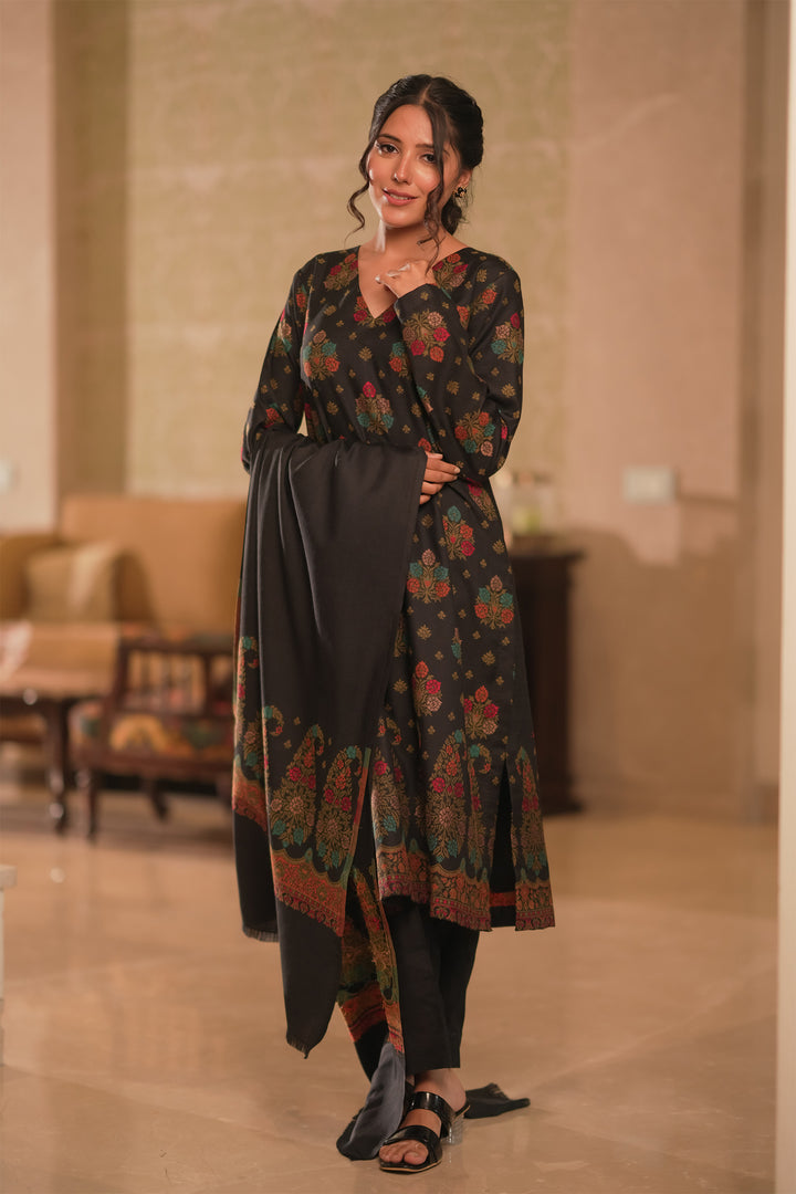 Buti Weave - Unstitched Suit With Border Dupatta