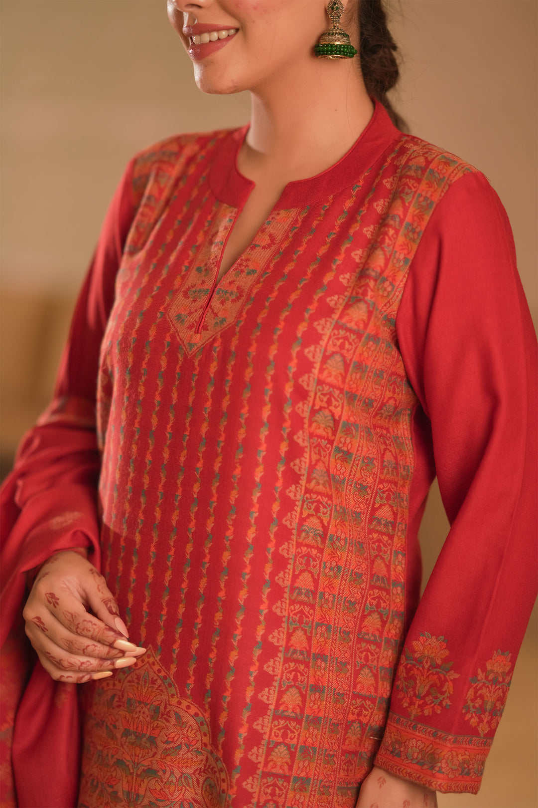 Kani Stripe Unstitched Suit With Border Dupatta