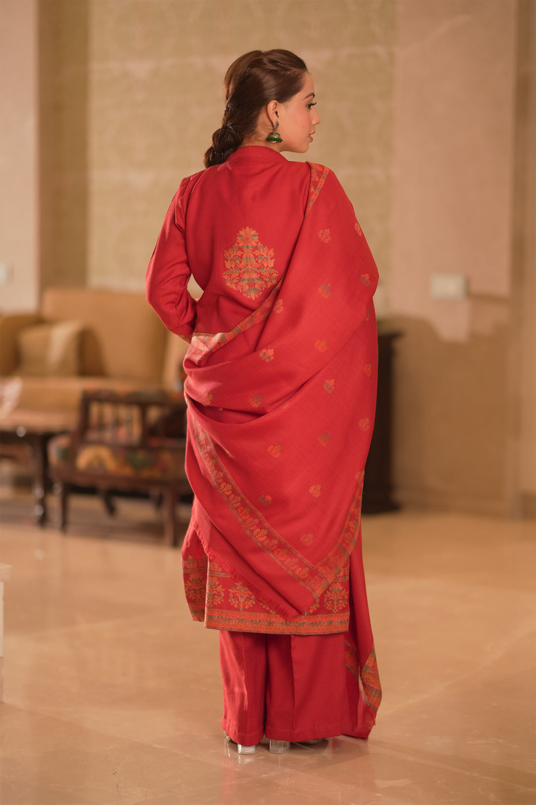 Kani Stripe Unstitched Suit With Border Dupatta