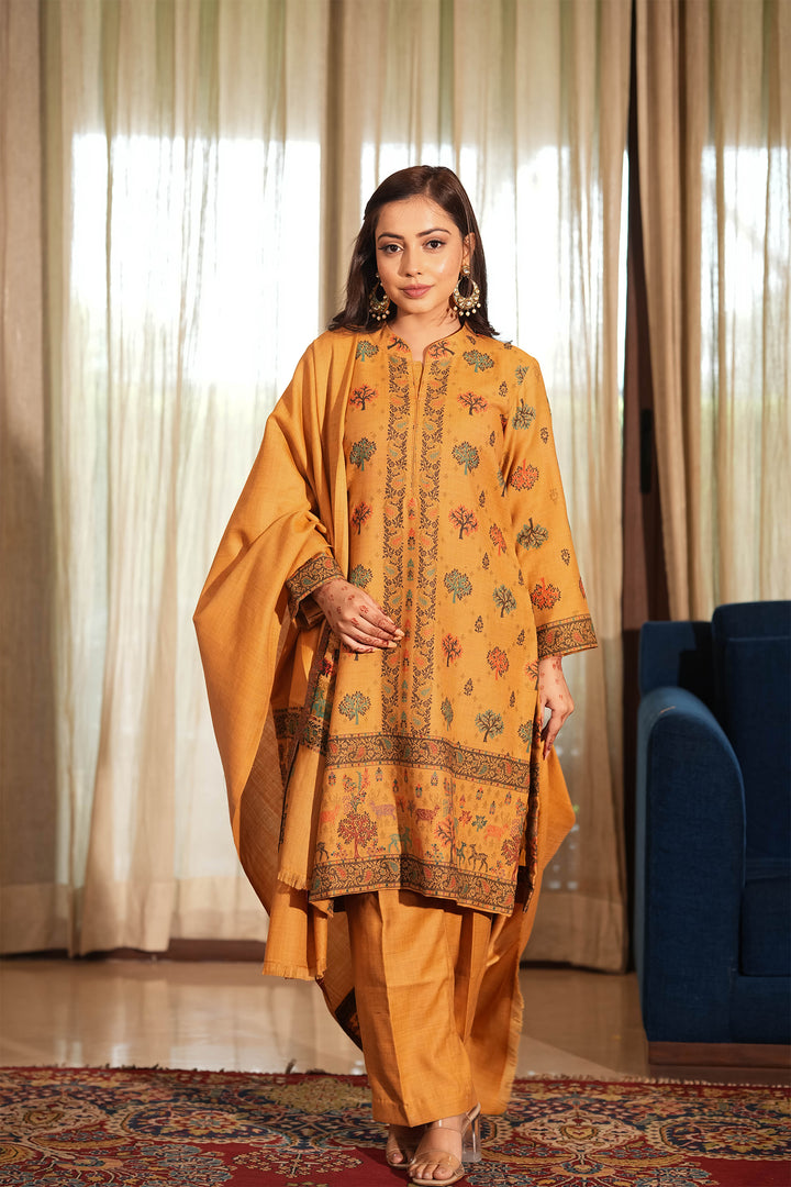 Buti Unstitched Suit With Figurative Pallu Dupatta