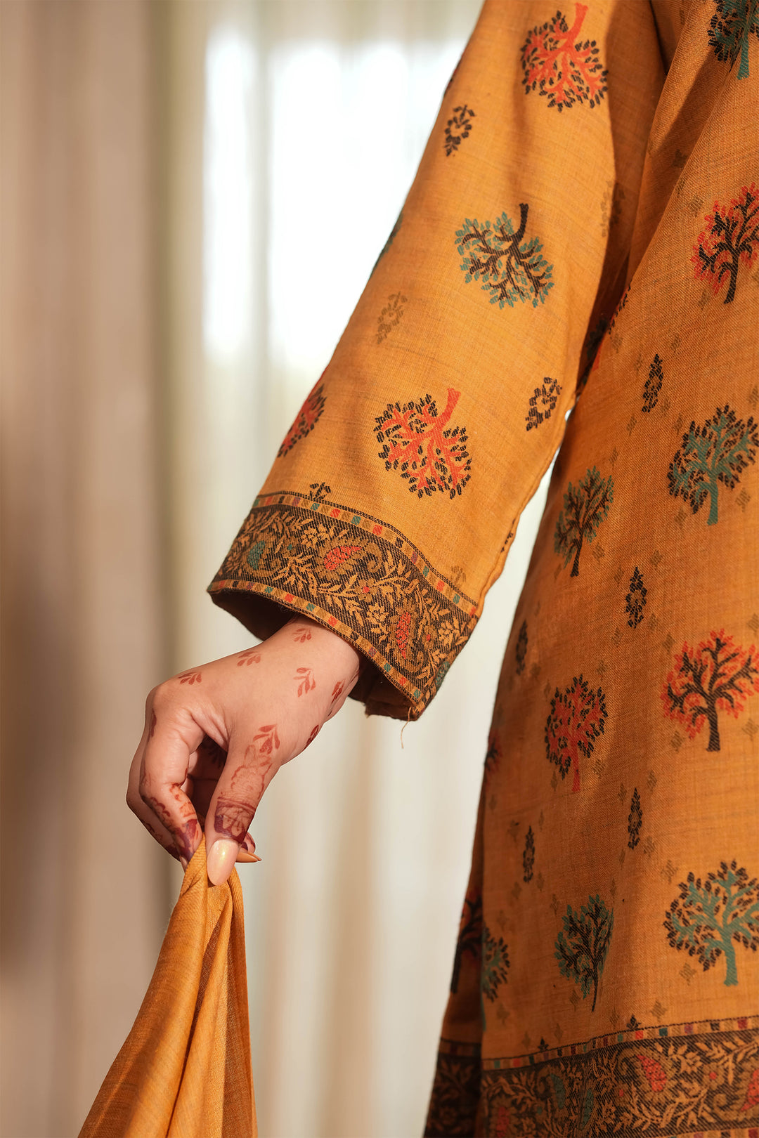 Buti Unstitched Suit With Figurative Pallu Dupatta