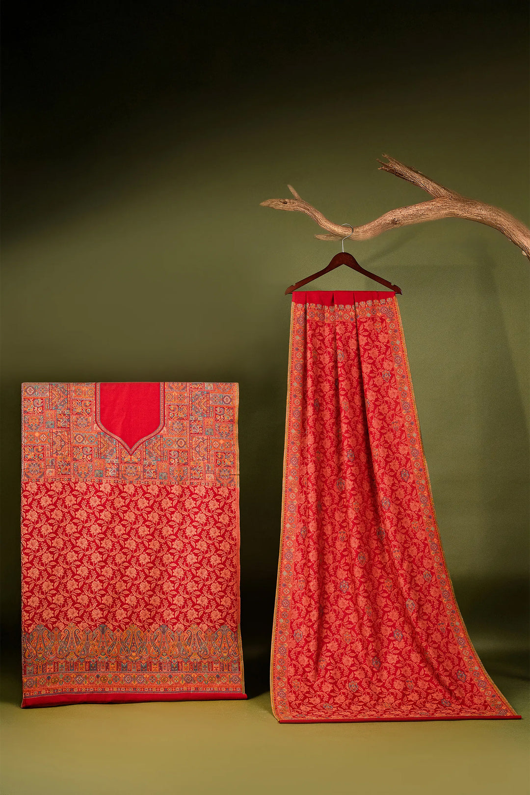 Self Woven Paisley Unstitched Suit