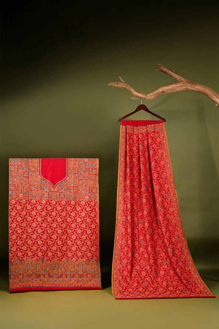 Self Woven Paisley Unstitched Suit