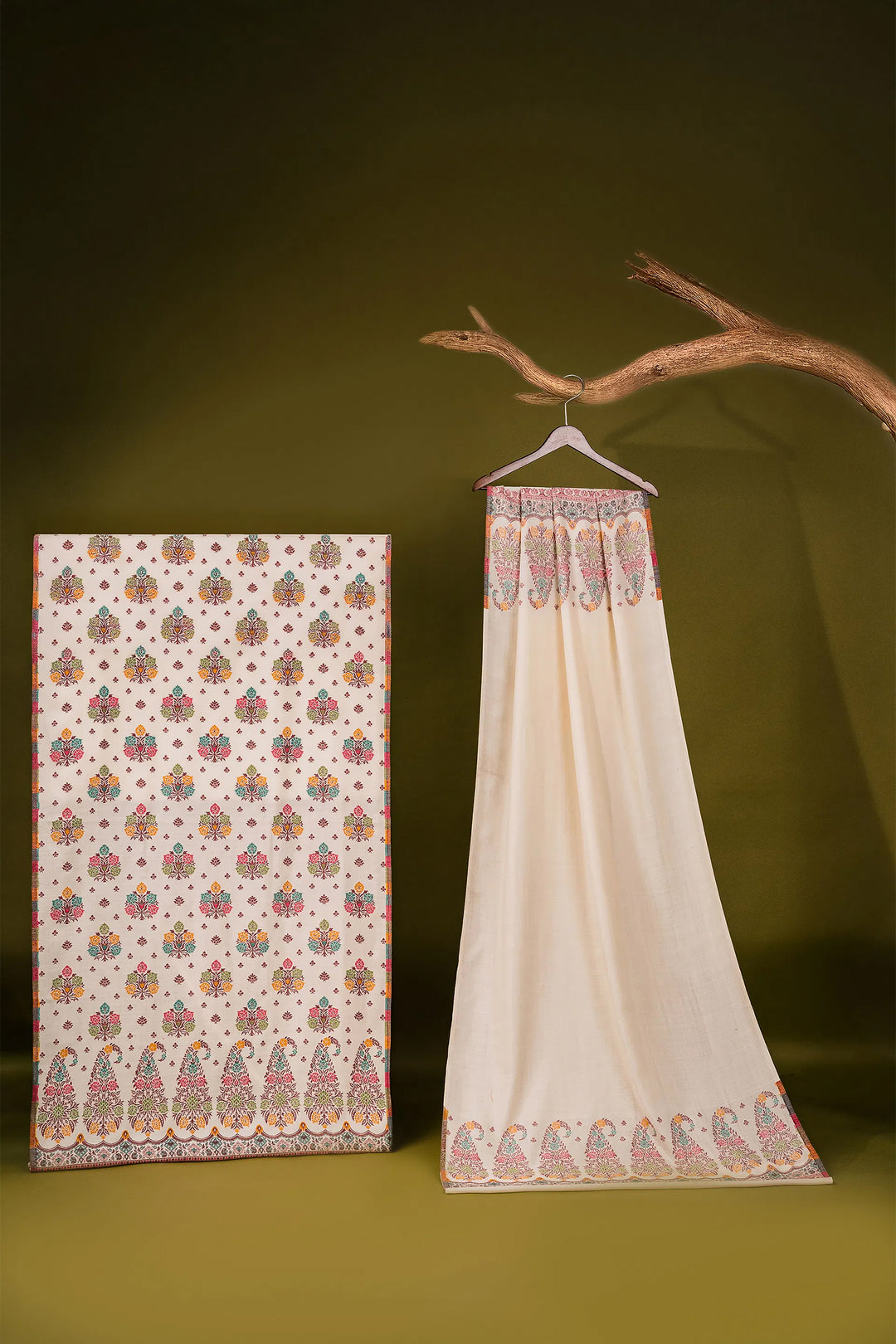 Buti Weave - Unstitched Suit With Border Dupatta