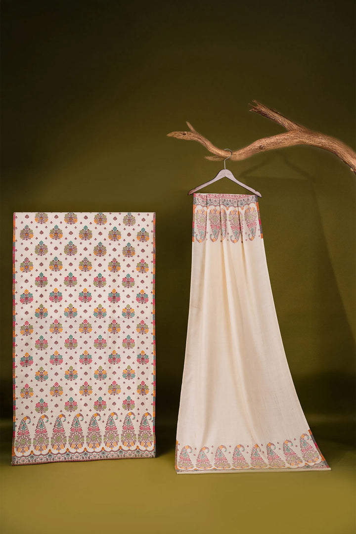 Buti Weave - Unstitched Suit With Border Dupatta