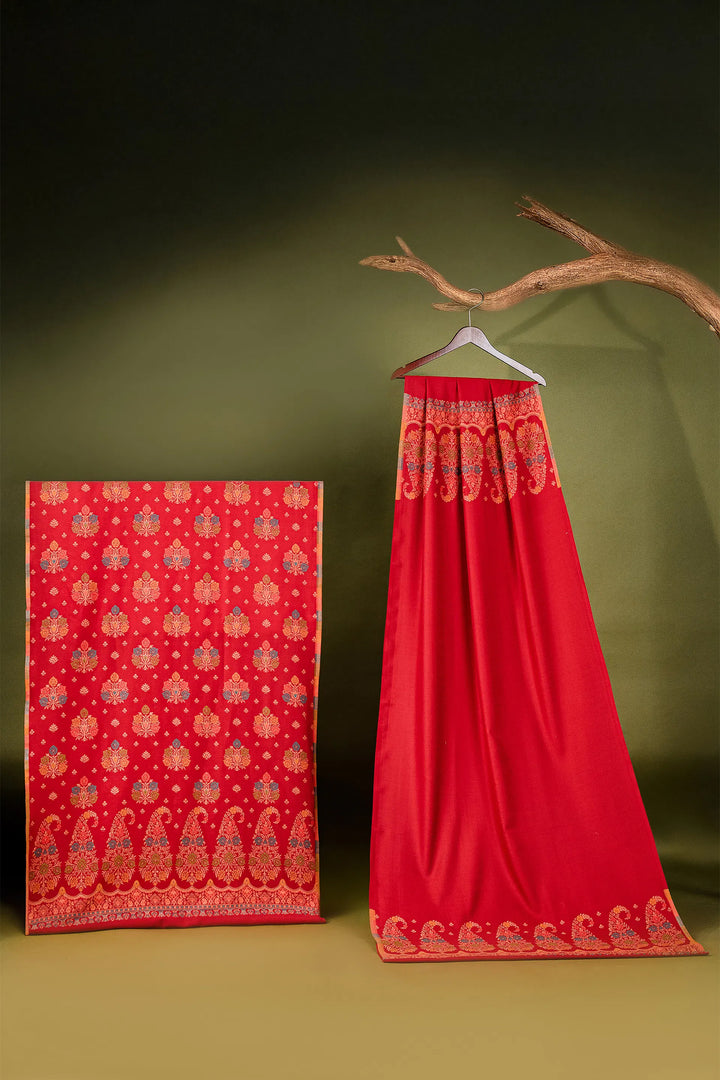 Buti Weave - Unstitched Suit With Border Dupatta