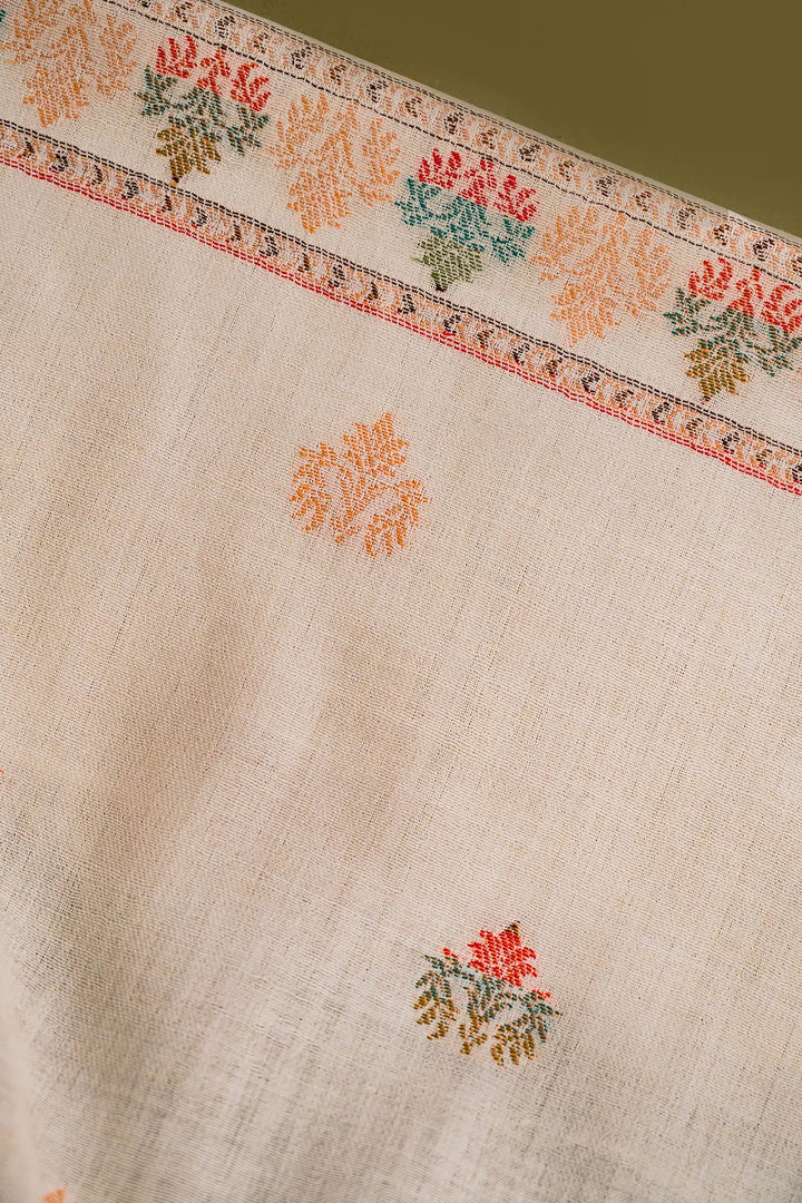 Kani Stripe Unstitched Suit With Border Dupatta