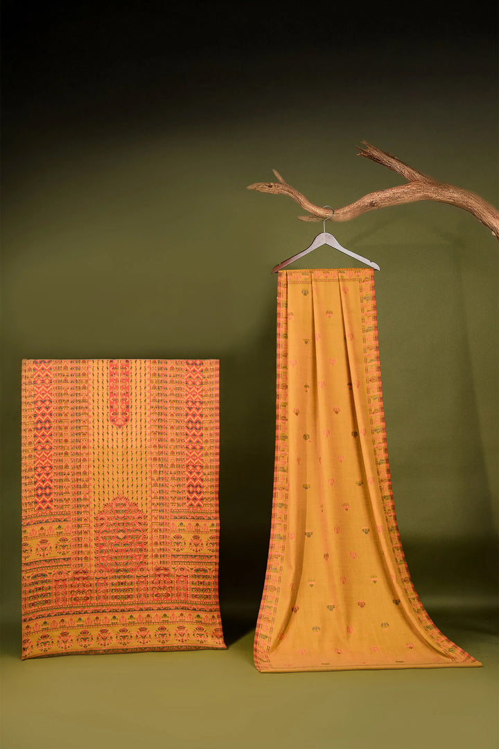 Kani Stripe Unstitched Suit With Border Dupatta