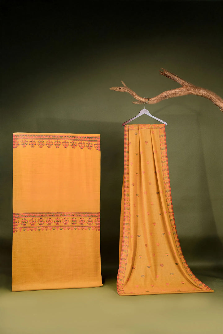 Kani Stripe Unstitched Suit With Border Dupatta