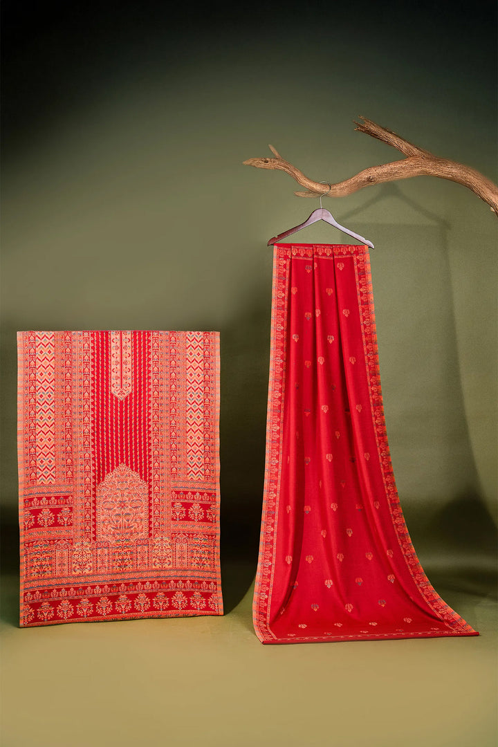 Kani Stripe Unstitched Suit With Border Dupatta