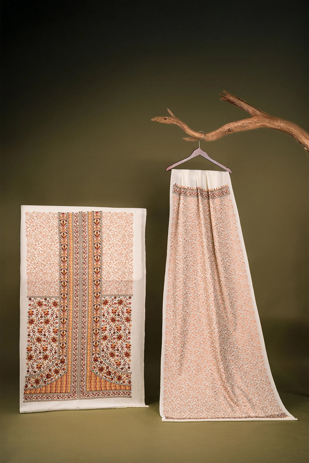 Firdaus Panel Embroidered Unstitched Suit With Zari Jaal Dupatta