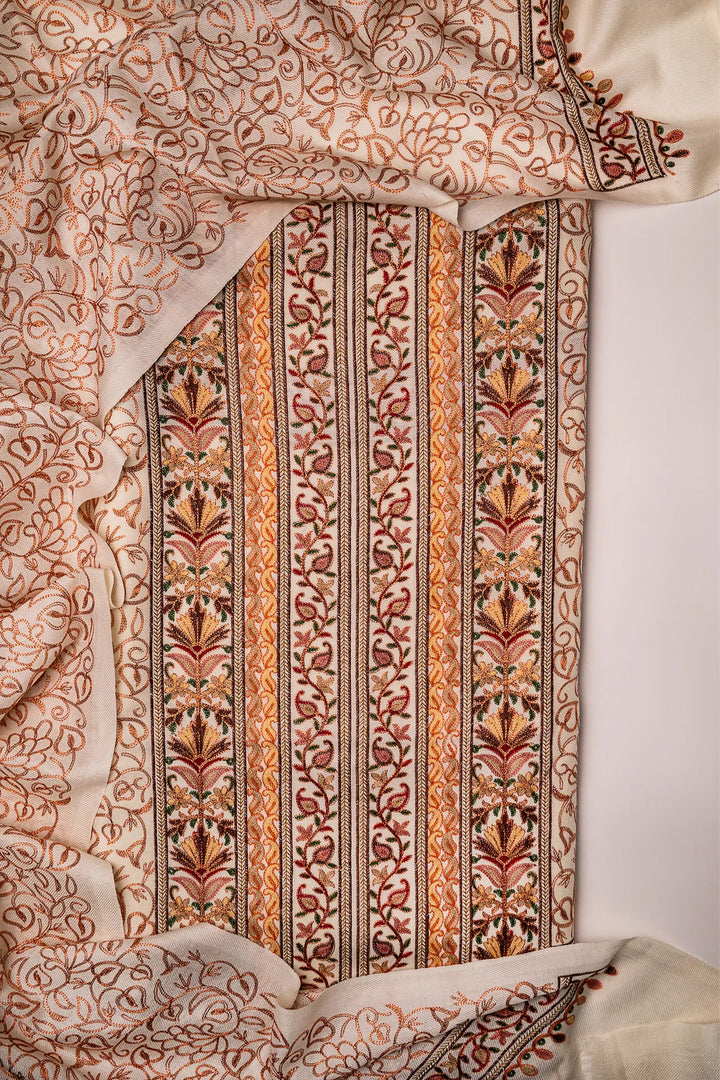 Firdaus Panel Embroidered Unstitched Suit With Zari Jaal Dupatta