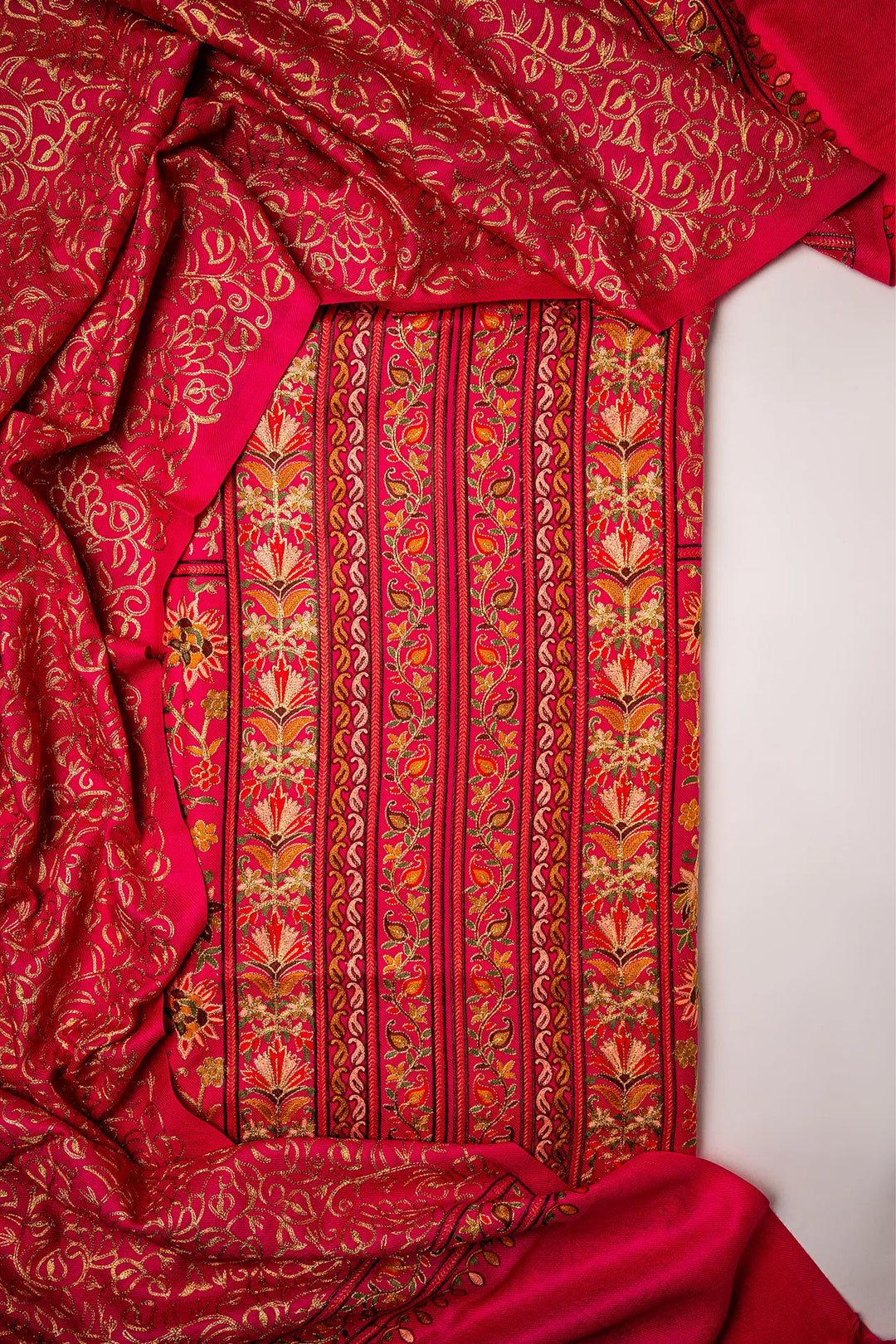 Firdaus Panel Embroidered Unstitched Suit With Zari Jaal Dupatta