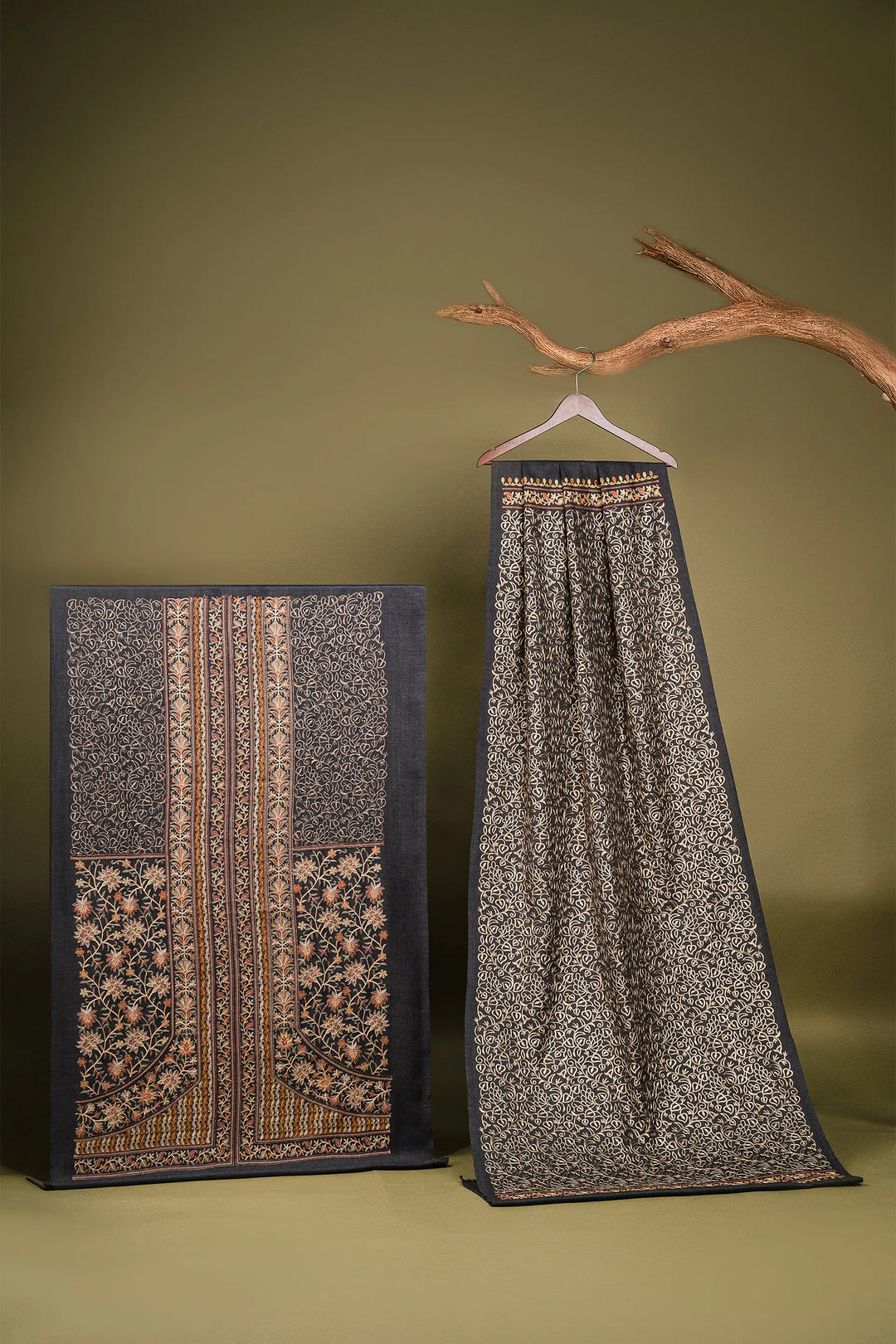 Firdaus Panel Embroidered Unstitched Suit With Zari Jaal Dupatta