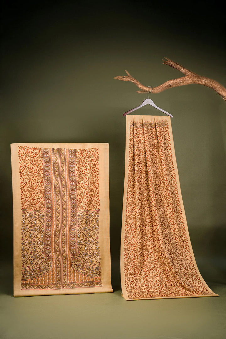 Firdaus Panel Embroidered Unstitched Suit With Zari Jaal Dupatta