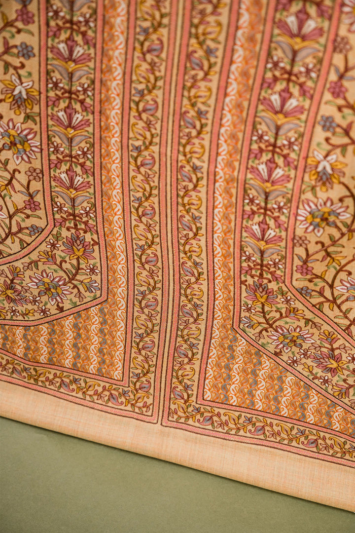 Firdaus Panel Embroidered Unstitched Suit With Zari Jaal Dupatta