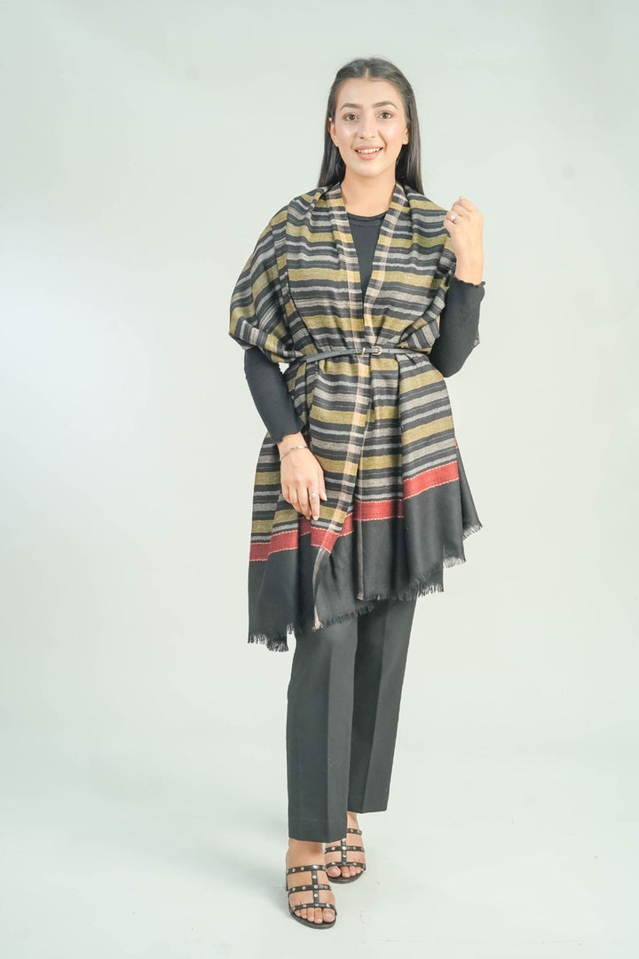 Woven Stripe Pattern Women's Shawl