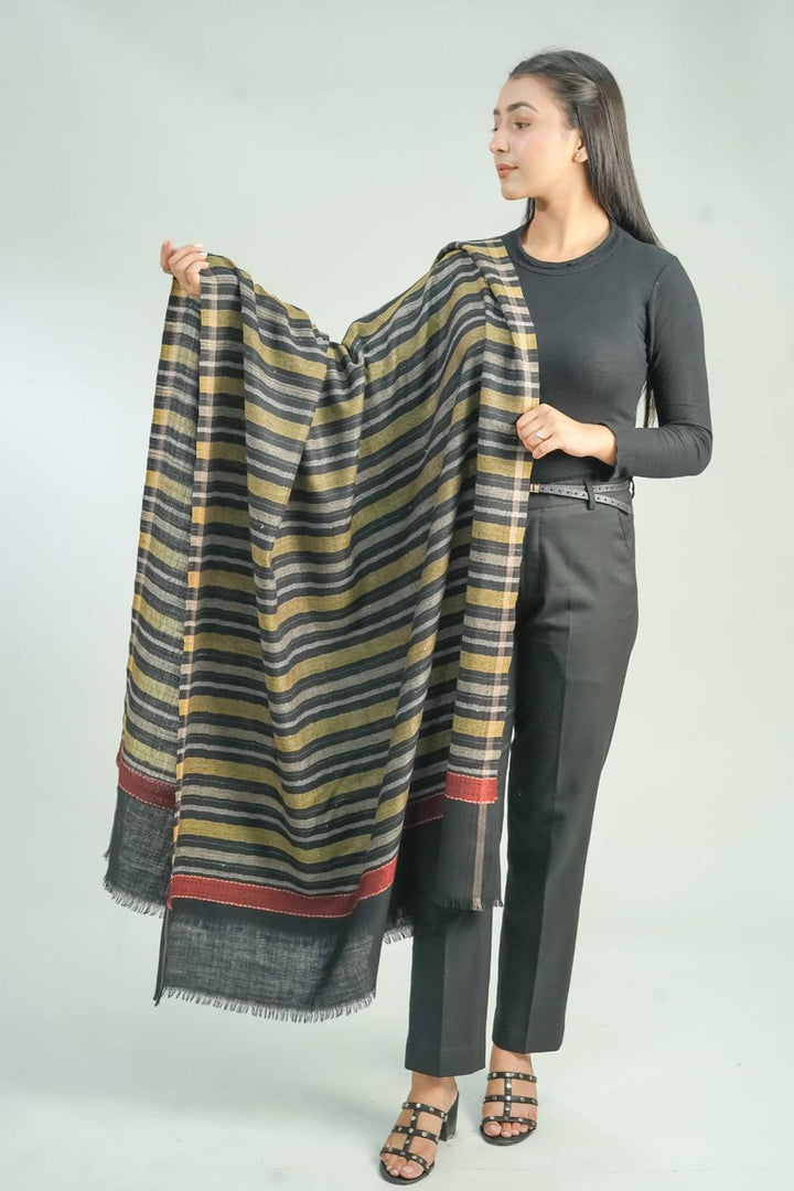 Woven Stripe Pattern Women's Shawl