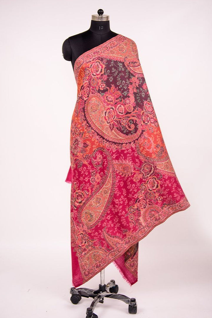 Magenta Pink Kani Women's Shawl With Paisley Design