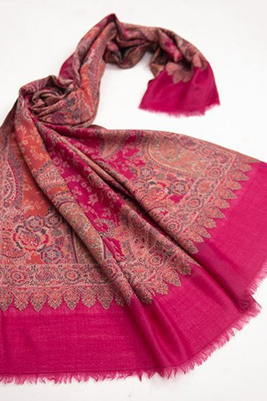 Magenta Pink Kani Women's Shawl With Paisley Design