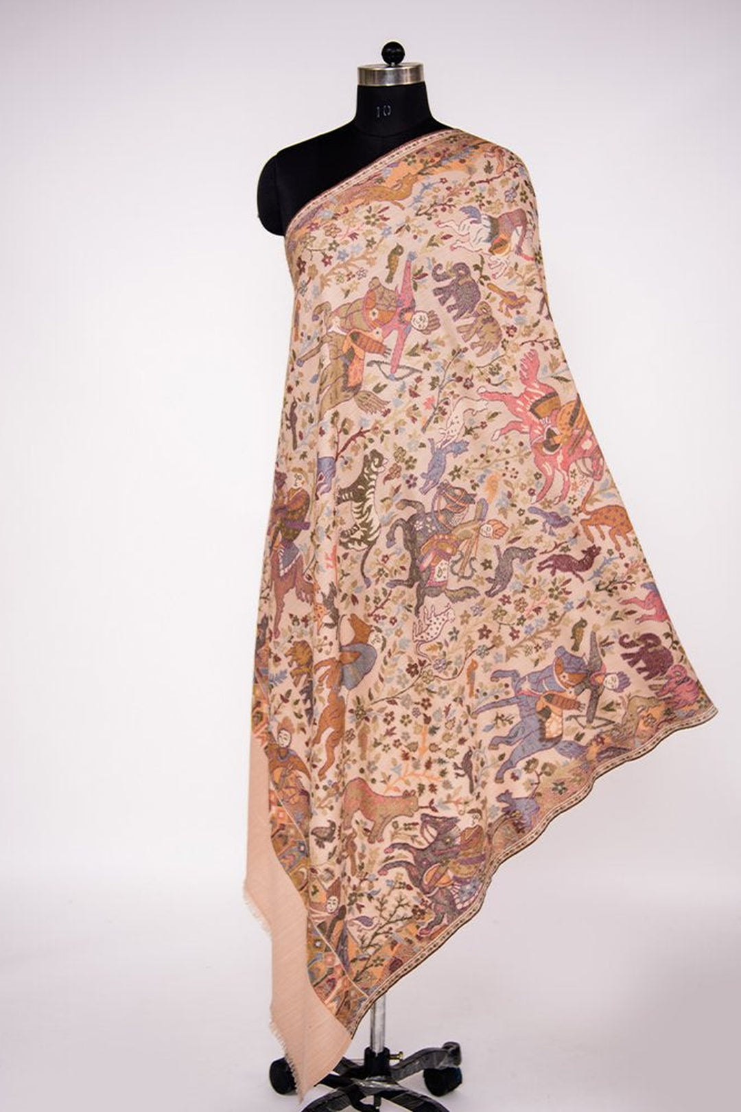 Fawn Shikargah Kani Shawl In 13.80 Micron Rarest Wool