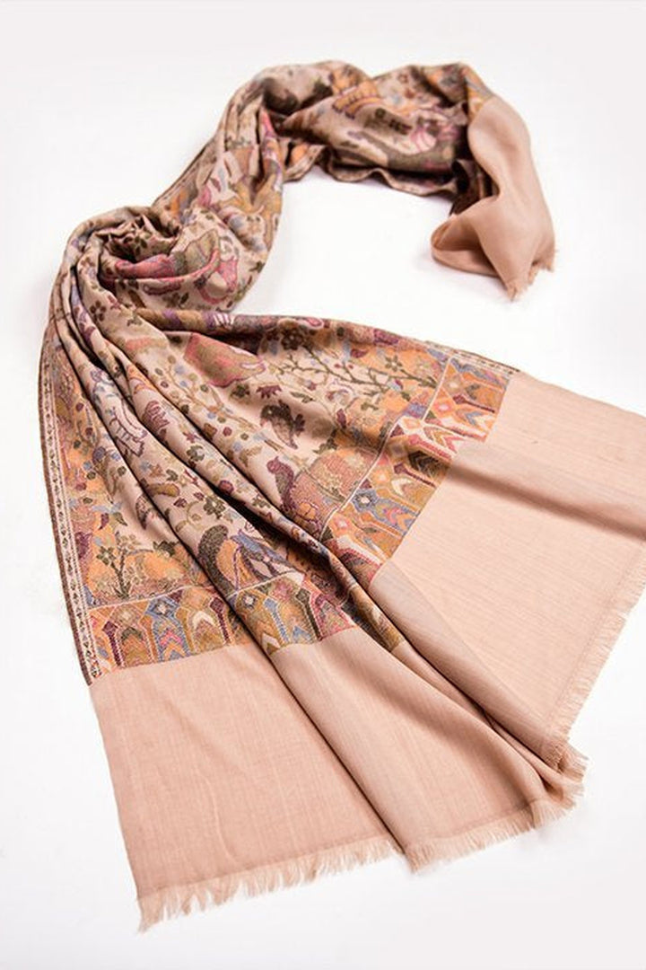 Fawn Shikargah Kani Shawl In 13.80 Micron Rarest Wool
