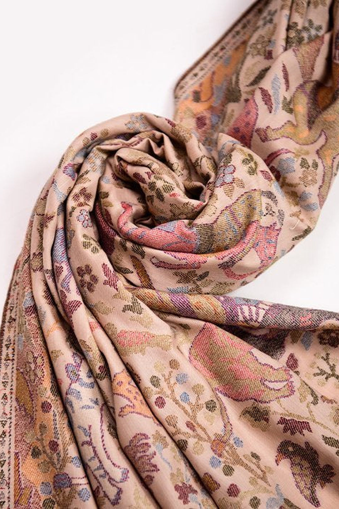 Fawn Shikargah Kani Shawl In 13.80 Micron Rarest Wool