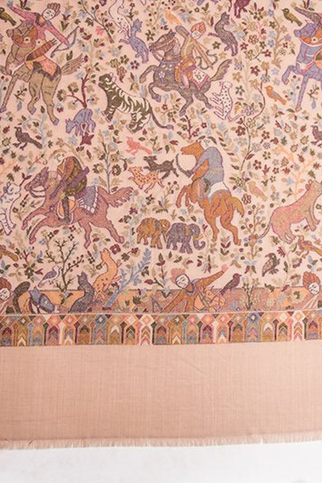 Fawn Shikargah Kani Shawl In 13.80 Micron Rarest Wool