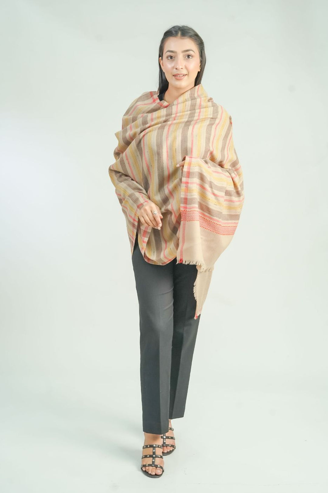 Woven Stripe Pattern Women's Shawl