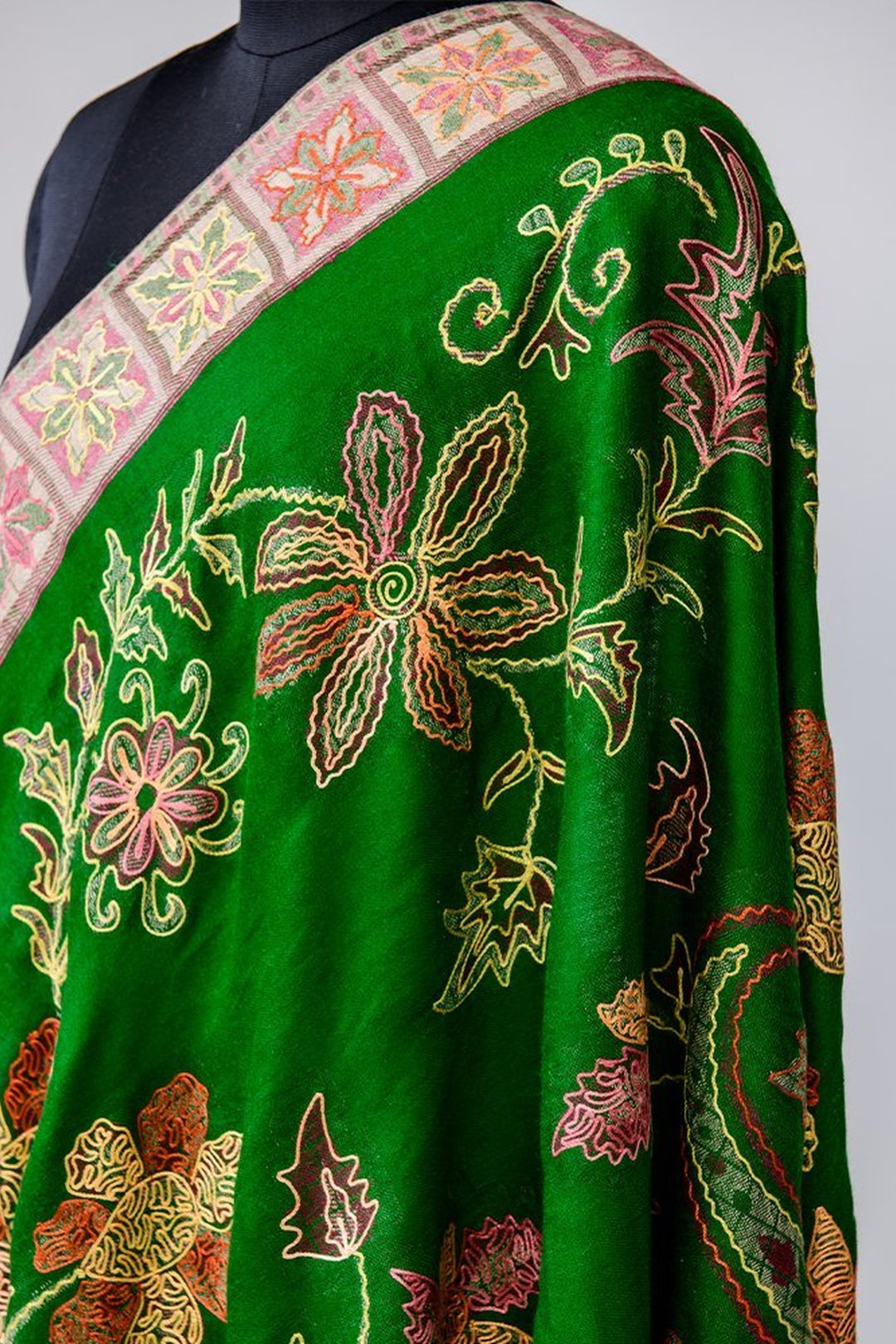Chain Stitch Embroidery  Jamawar Shawl