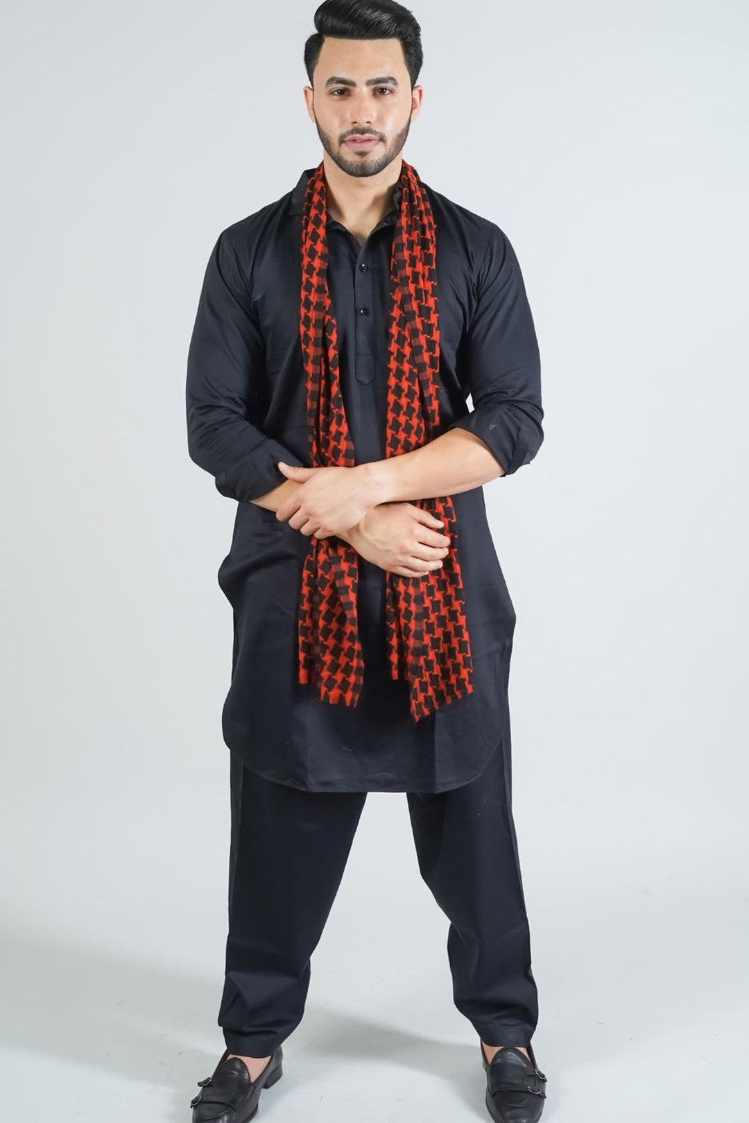 Thick Merino Wool Scarf - Houndstooth