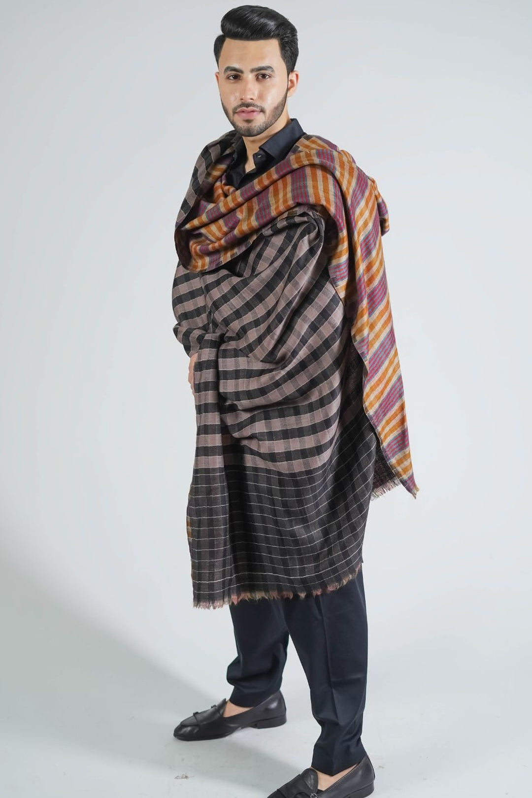 Reversible Gents Shawl In Fine Merino Wool