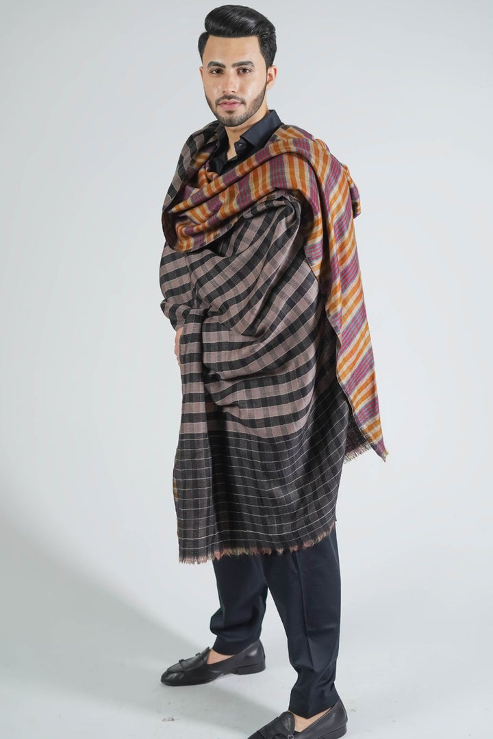 Reversible Gents Shawl In Fine Merino Wool