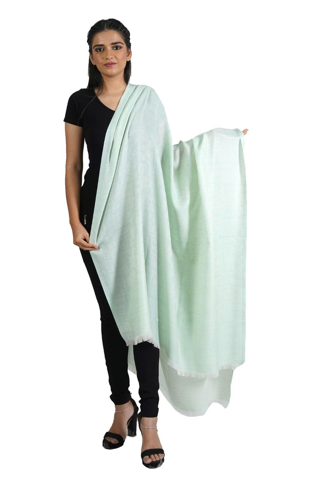 Wool Blended Self Jacquard Women's Shawl