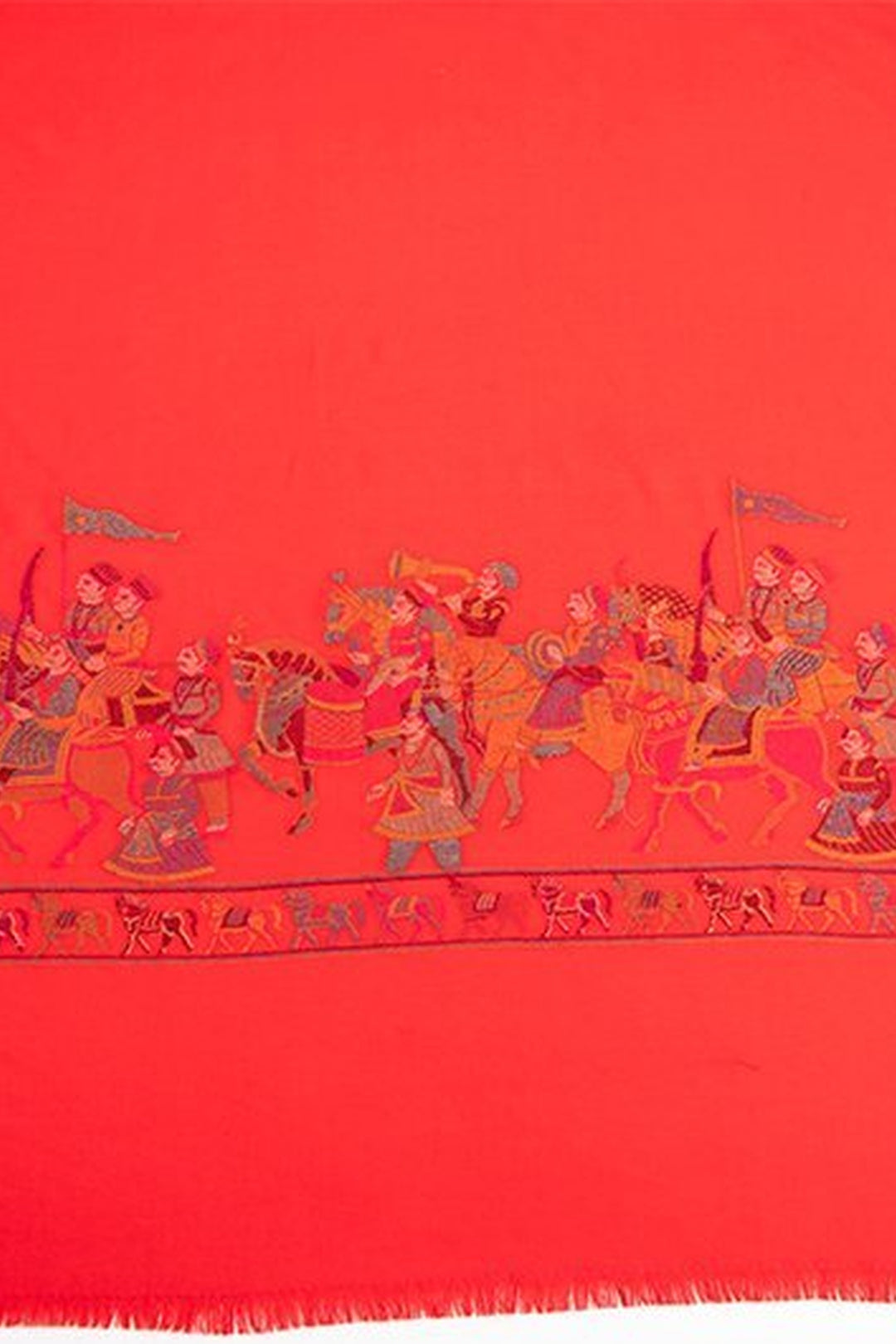 Red Kani Palla Shawl In 13.80 Micron Rarest Wool