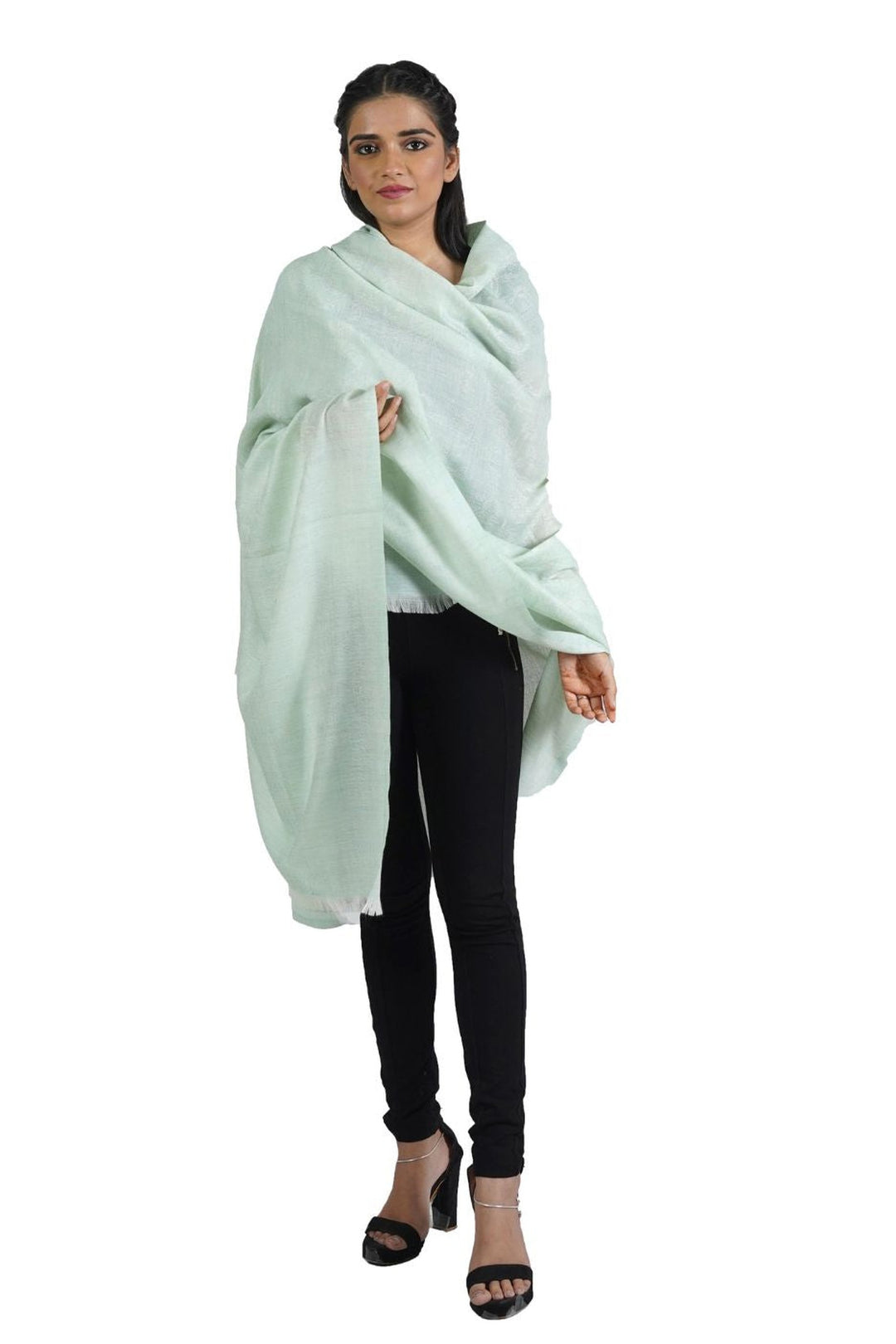 Wool Blended Self Jacquard Women's Shawl