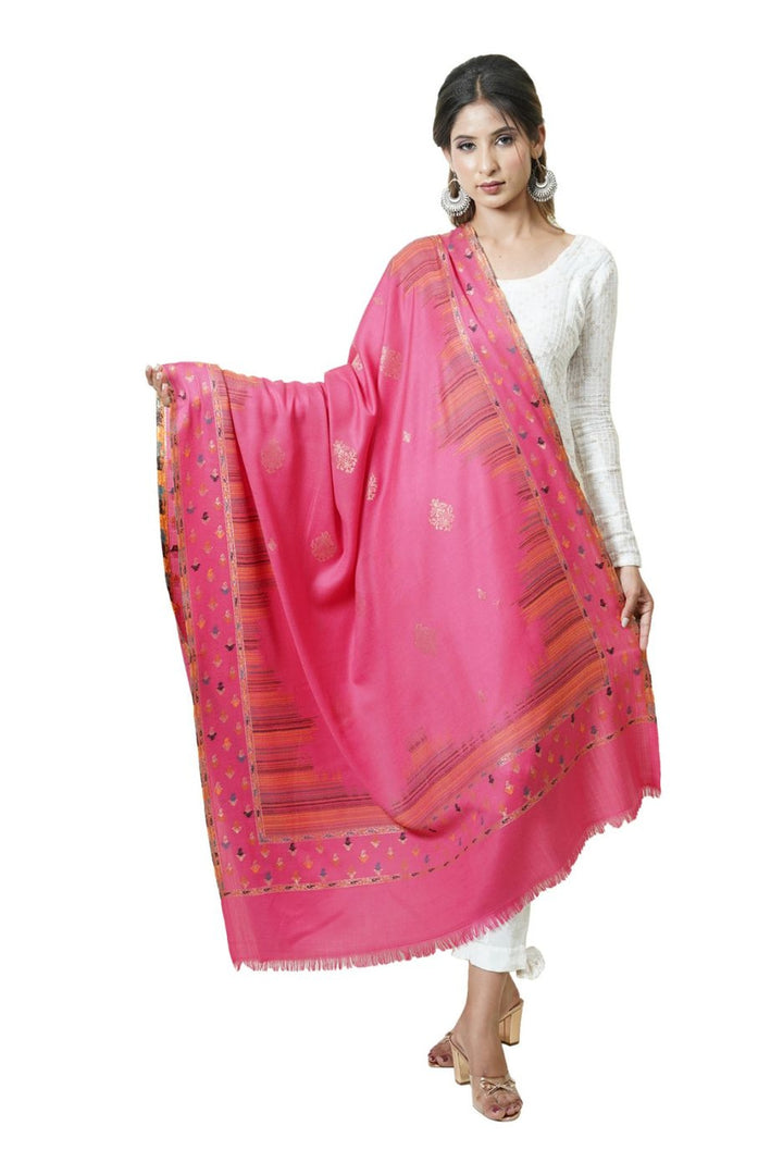 Ikat Pattern Woven Women's Shawl With Zari