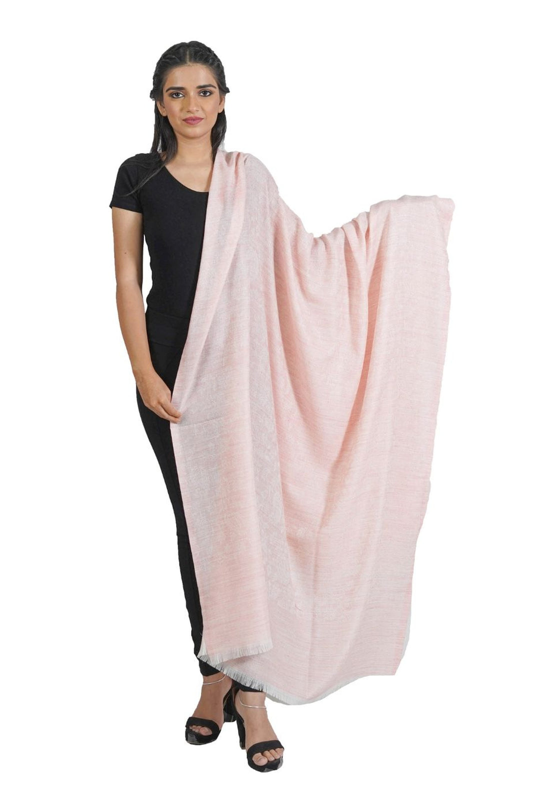 Wool Blended Self Jacquard Women's Shawl