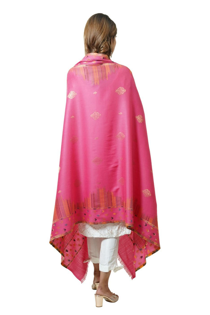 Ikat Pattern Woven Women's Shawl With Zari
