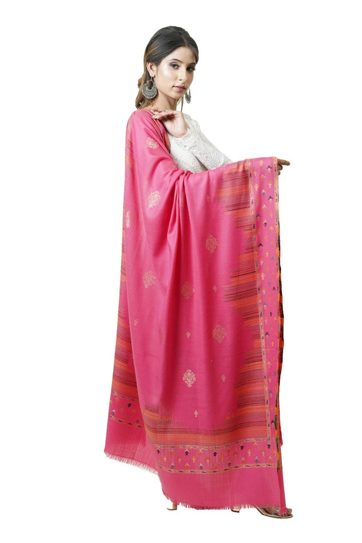 Ikat Pattern Woven Women's Shawl With Zari