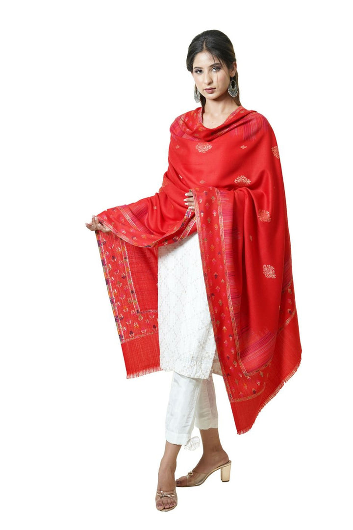 Ikat Pattern Woven Women's Shawl With Zari