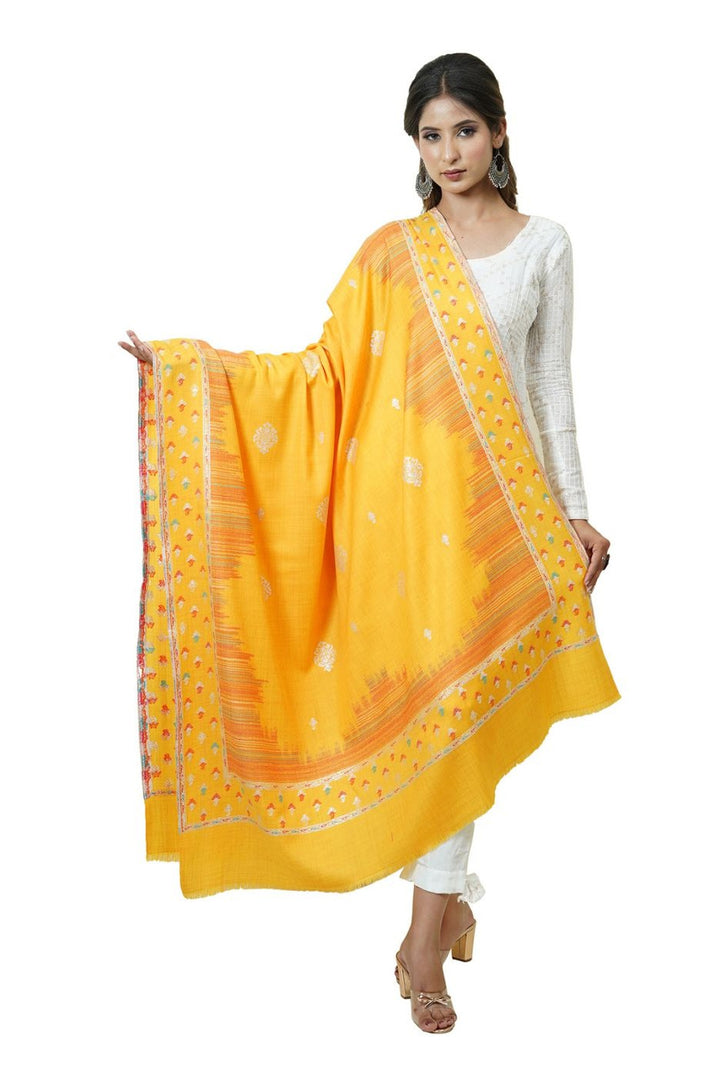 Ikat Pattern Woven Women's Shawl With Zari