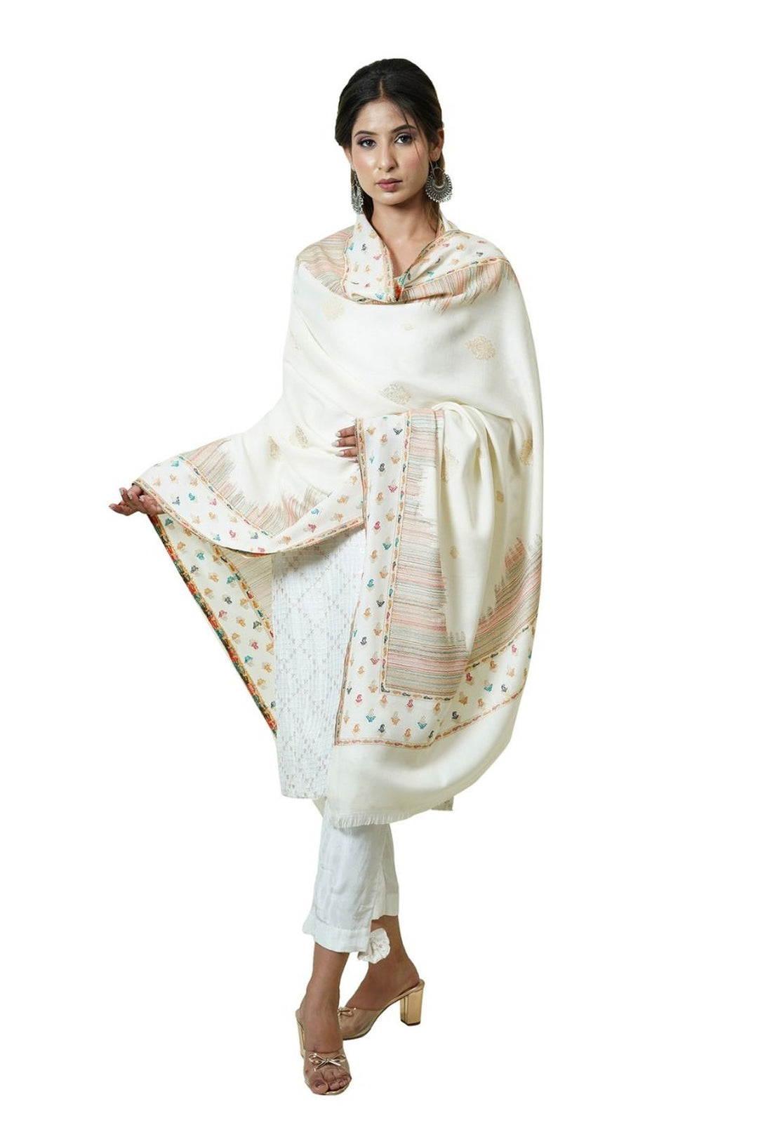 Ikat Pattern Woven Women's Shawl With Zari